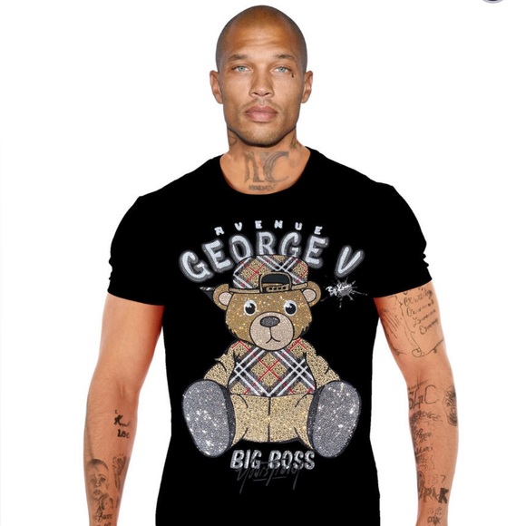 George V Other - George V Black Designer Men’s Rhinestone Tee Shirt